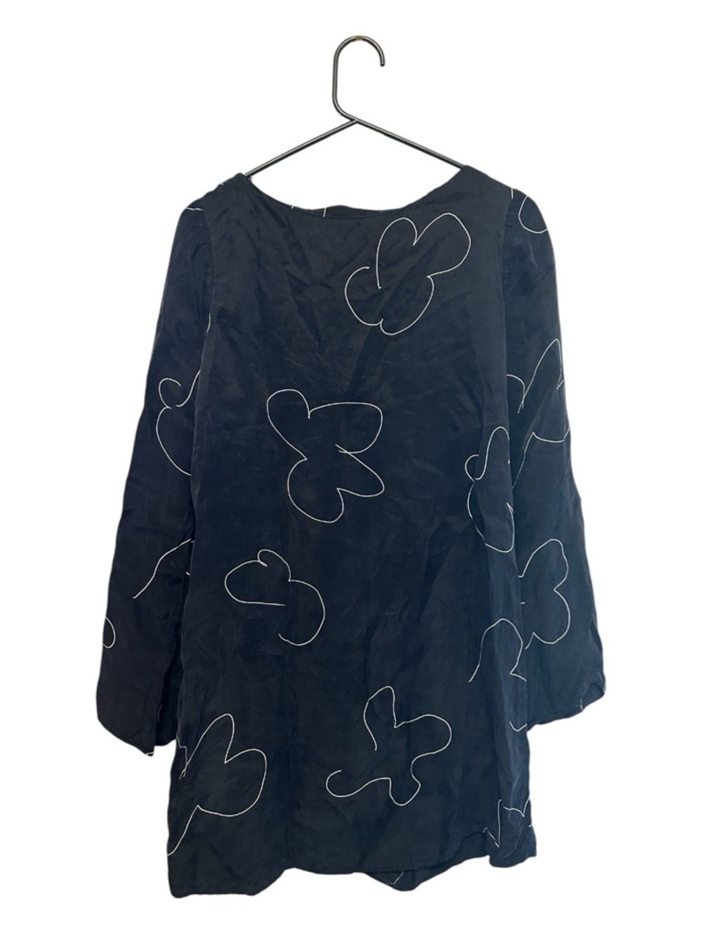Madewell Black Mini Dress with White Outline Abstract Floral/Cloud Design Small